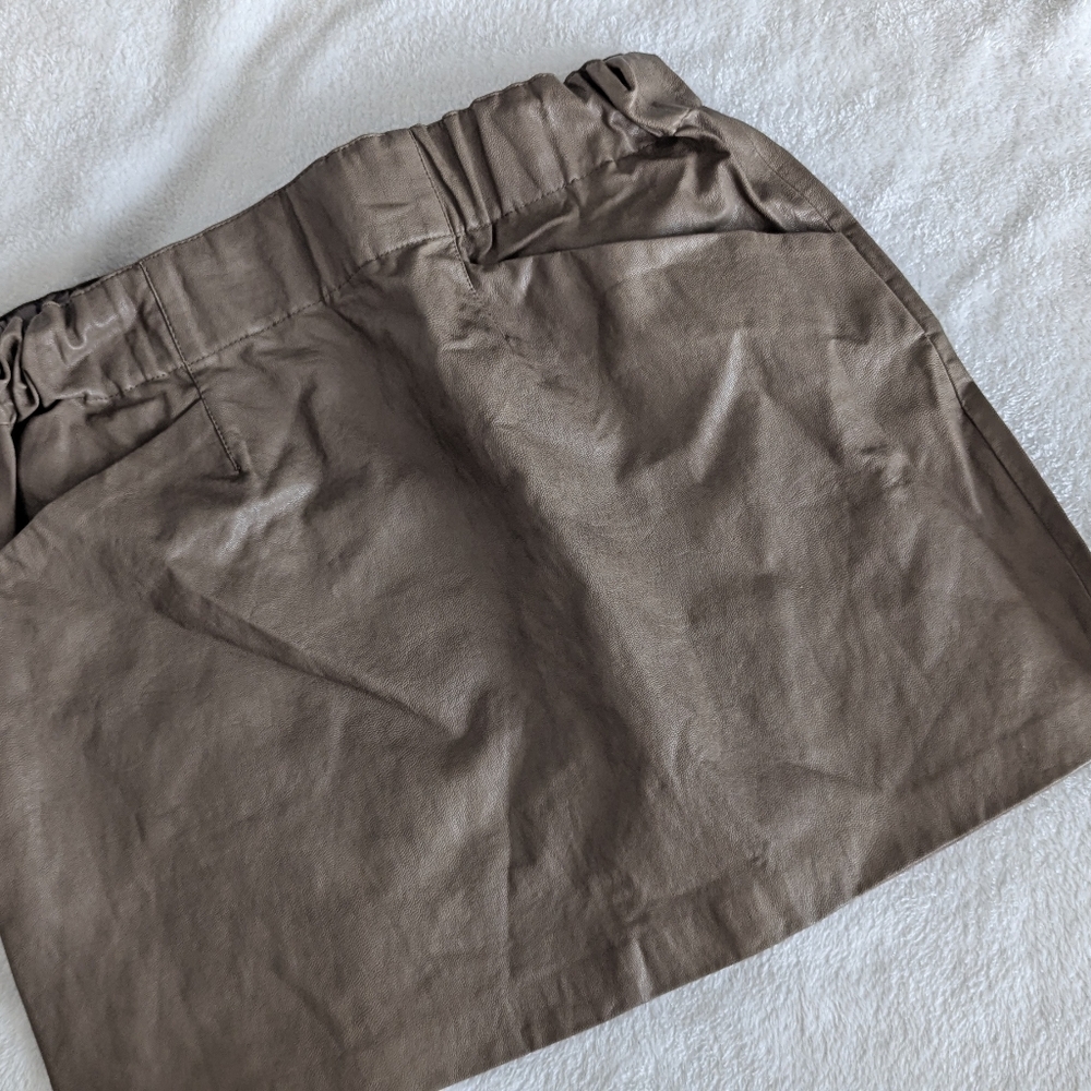 Zara Medium Chic Faux Leather Tan/Taupe Skirt